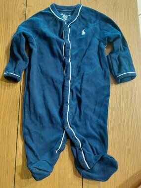 Newborn Ralph Lauren Navy Footsies Pajamas